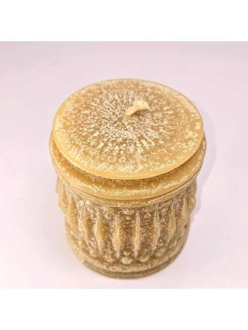 Handmade Beeswax Pillar Candle With Intricate Antique-Style Design CM2350